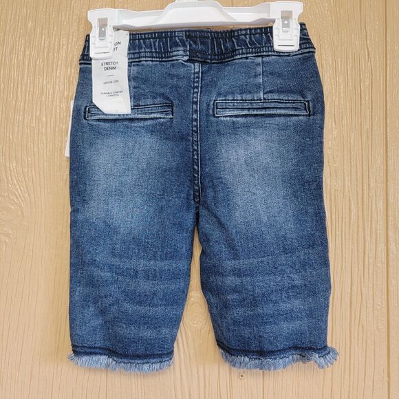 Hudson Kids Denim Pull-On Shorts Fringe Drawstring Pockets Elastic Waist sz 4 - Picture 3 of 4